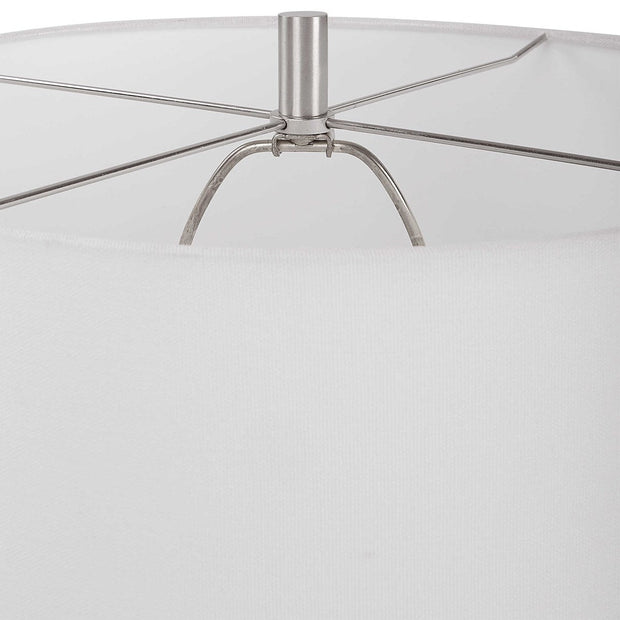 Uttermost Loop White Glazed Ceramic Table Lamp With Linen Shade