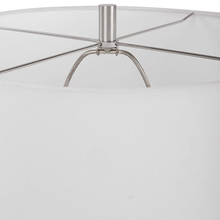 Uttermost Loop White Glazed Ceramic Table Lamp With Linen Shade