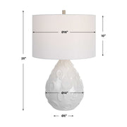 Uttermost Loop White Glazed Ceramic Table Lamp With Linen Shade