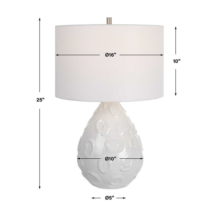Uttermost Loop White Glazed Ceramic Table Lamp With Linen Shade