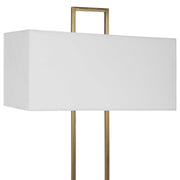 Uttermost Column Brass and Marble Table Lamp With White Linen Shade