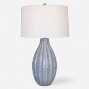 Uttermost Veston Cornflower Blue Table Lamp With White Linen Shade