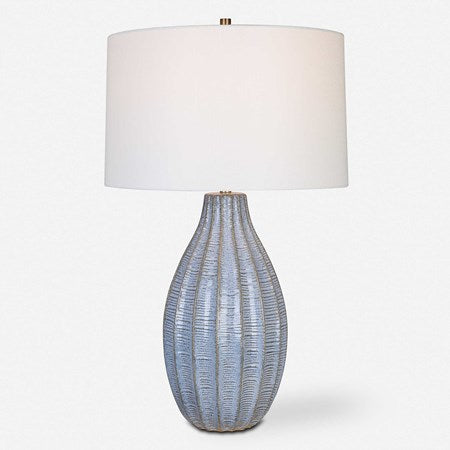 Uttermost Veston Cornflower Blue Table Lamp With White Linen Shade