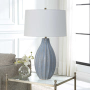 Uttermost Veston Cornflower Blue Table Lamp With White Linen Shade