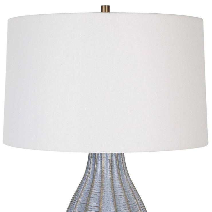 Uttermost Veston Cornflower Blue Table Lamp With White Linen Shade