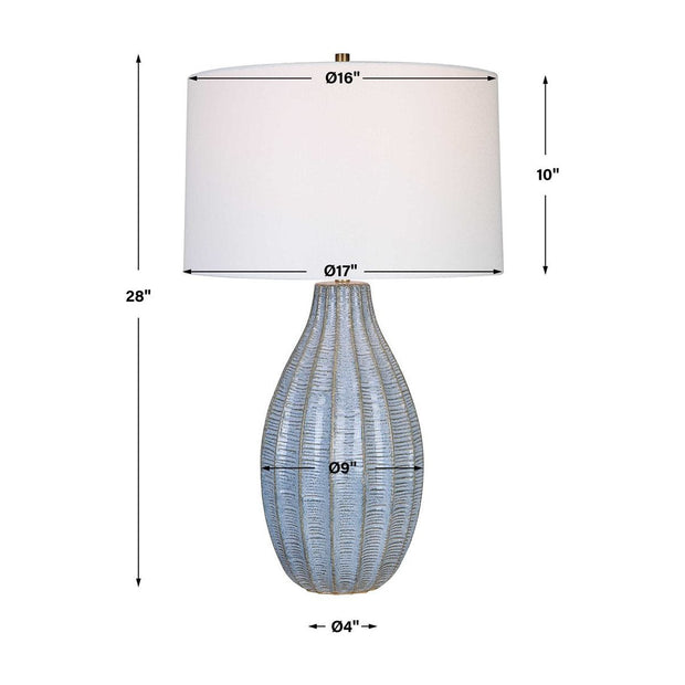 Uttermost Veston Cornflower Blue Table Lamp With White Linen Shade