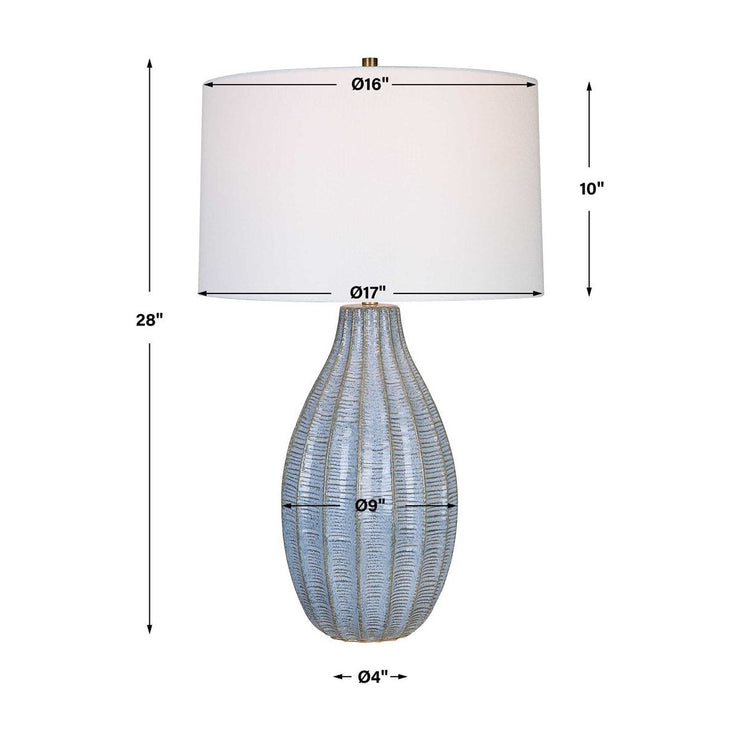 Uttermost Veston Cornflower Blue Table Lamp With White Linen Shade