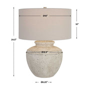 Uttermost Artifact  Aged Stone Ceramic Table Lamp With Light Gray Linen Drum Shade