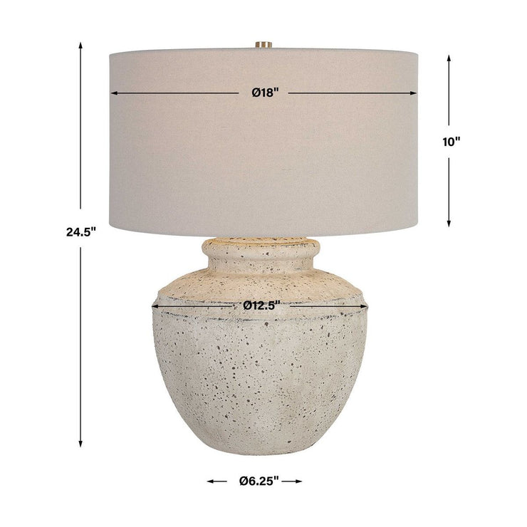 Uttermost Artifact  Aged Stone Ceramic Table Lamp With Light Gray Linen Drum Shade