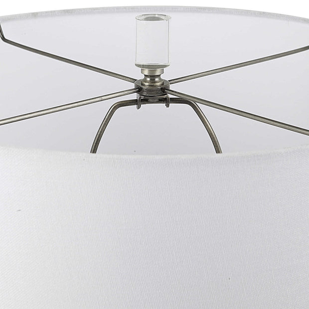 Uttermost Sinclair Glossy Navy Blue Glaze Ceramic Table Lamp With White Shade