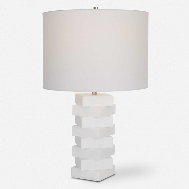 Uttermost Ascent  Ivory Stone Table Lamp With White Drum Shade