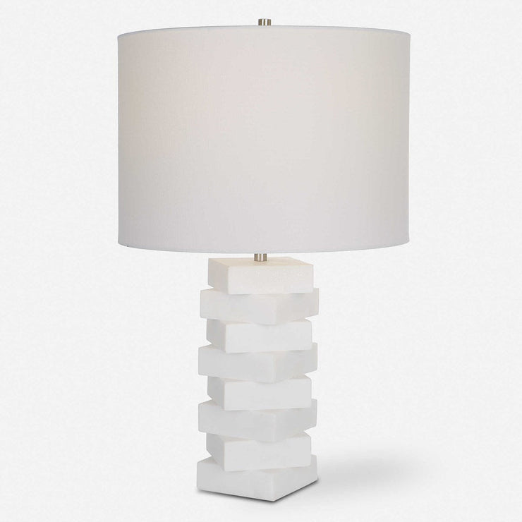 Uttermost Ascent  Ivory Stone Table Lamp With White Drum Shade