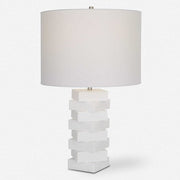 Uttermost Ascent  Ivory Stone Table Lamp With White Drum Shade