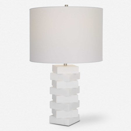 Uttermost Ascent  Ivory Stone Table Lamp With White Drum Shade