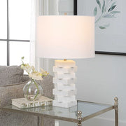 Uttermost Ascent  Ivory Stone Table Lamp With White Drum Shade