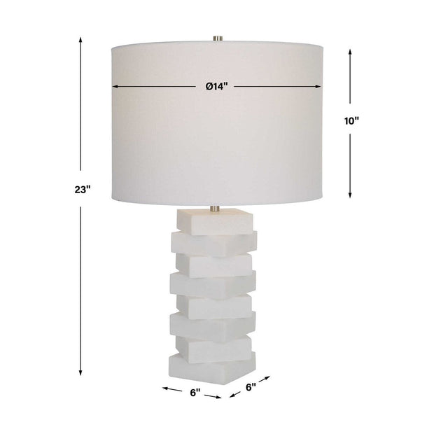 Uttermost Ascent  Ivory Stone Table Lamp With White Drum Shade