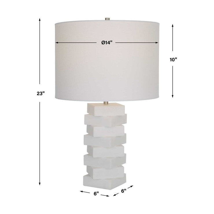 Uttermost Ascent  Ivory Stone Table Lamp With White Drum Shade
