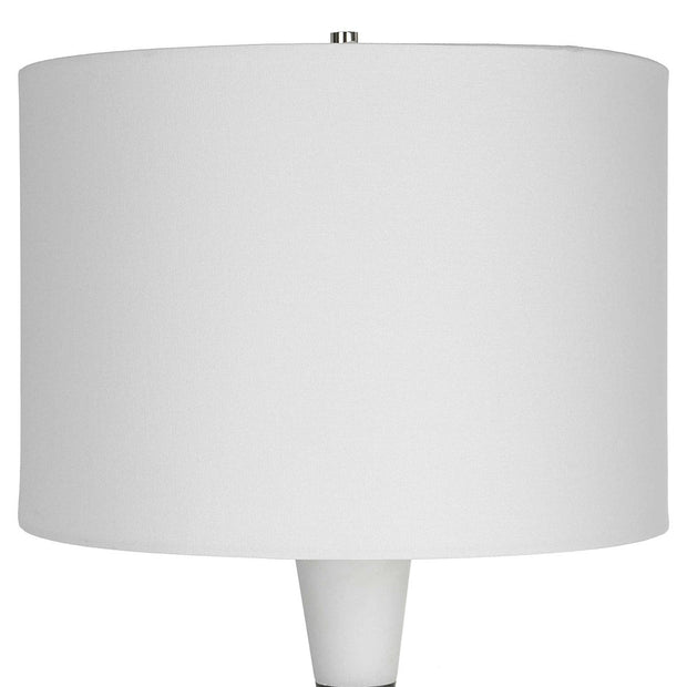 Uttermost Bandeau Banded Black and White Stone Table Lamp With Linen Drum Shade