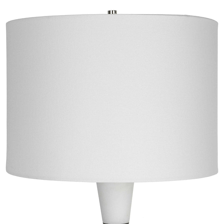 Uttermost Bandeau Banded Black and White Stone Table Lamp With Linen Drum Shade