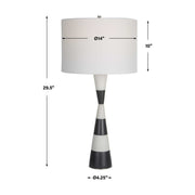 Uttermost Bandeau Banded Black and White Stone Table Lamp With Linen Drum Shade