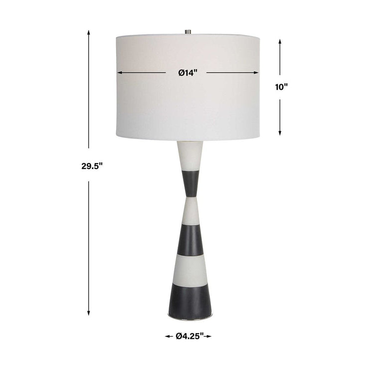 Uttermost Bandeau Banded Black and White Stone Table Lamp With Linen Drum Shade