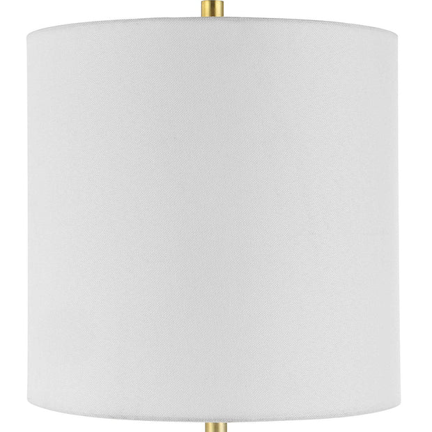 Uttermost Turret Brushed Gold Buffet Lamp With White Linen Shade