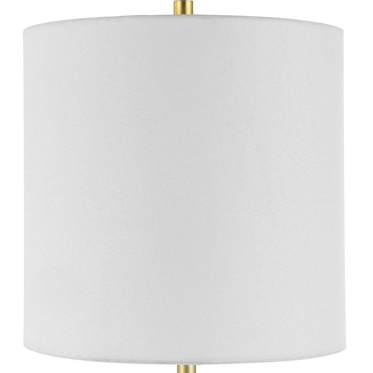 Uttermost Turret Brushed Gold Buffet Lamp With White Linen Shade