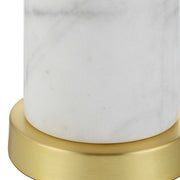 Uttermost Turret Brushed Gold Buffet Lamp With White Linen Shade