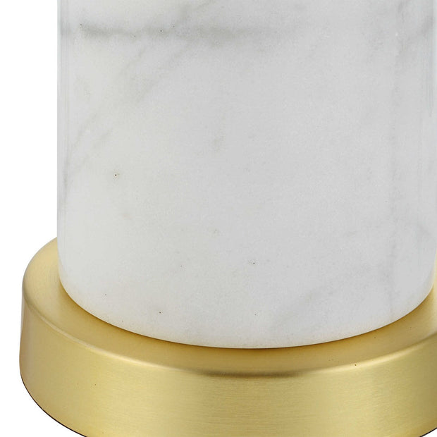 Uttermost Turret Brushed Gold Buffet Lamp With White Linen Shade