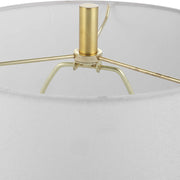 Uttermost Turret Brushed Gold Buffet Lamp With White Linen Shade
