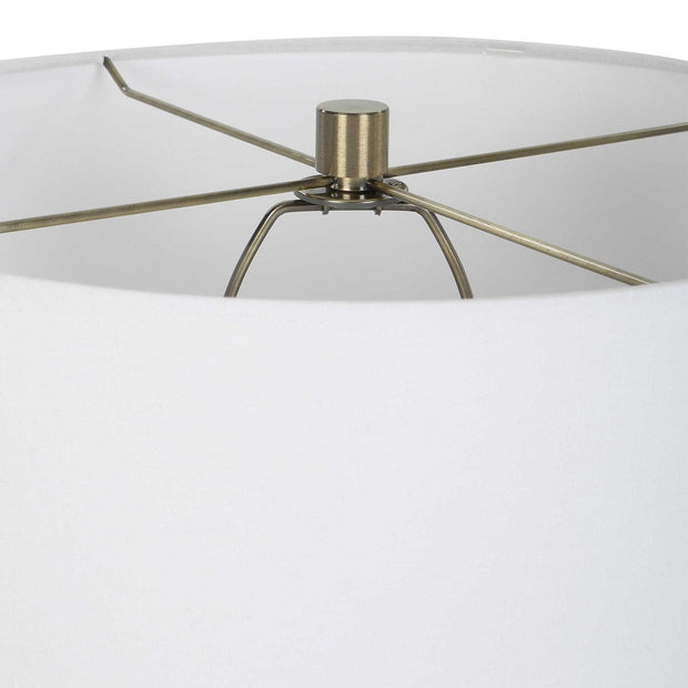 Uttermost Padma Aged Ivory and Chocolate Brown Ombré Ceramic Table Lamp With White Linen Shade