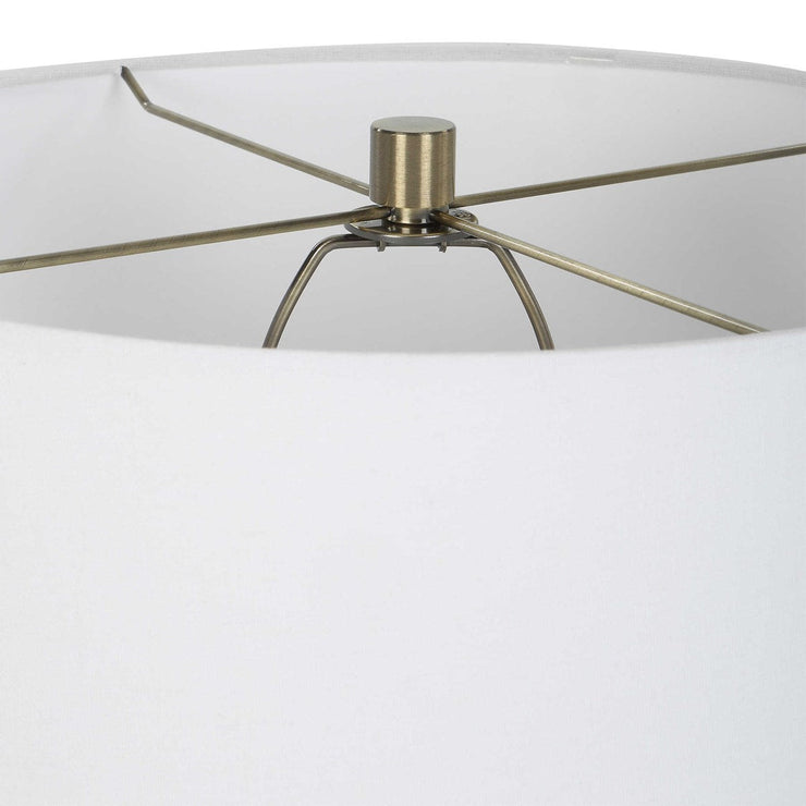 Uttermost Padma Aged Ivory and Chocolate Brown Ombré Ceramic Table Lamp With White Linen Shade