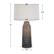 Uttermost Padma Aged Ivory and Chocolate Brown Ombré Ceramic Table Lamp With White Linen Shade