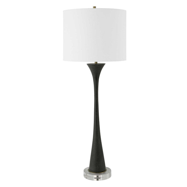 Uttermost Fountain Black Stone and Crystal Buffet Lamp With White Shade