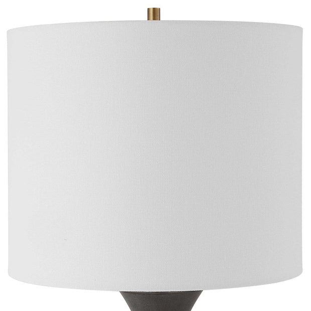 Uttermost Fountain Black Stone and Crystal Buffet Lamp With White Shade