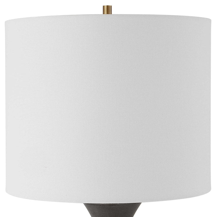 Uttermost Fountain Black Stone and Crystal Buffet Lamp With White Shade