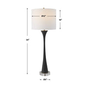 Uttermost Fountain Black Stone and Crystal Buffet Lamp With White Shade