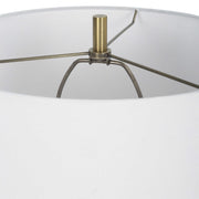 Uttermost Kavos Navy Blue Gloss Glazed Ceramic Table Lamp With White Linen Shade