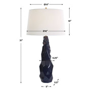 Uttermost Kavos Navy Blue Gloss Glazed Ceramic Table Lamp With White Linen Shade