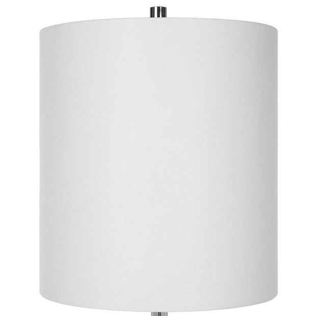 Uttermost Sceptre Crystal and Polished Nickel Buffet Lamp With White Linen Shade