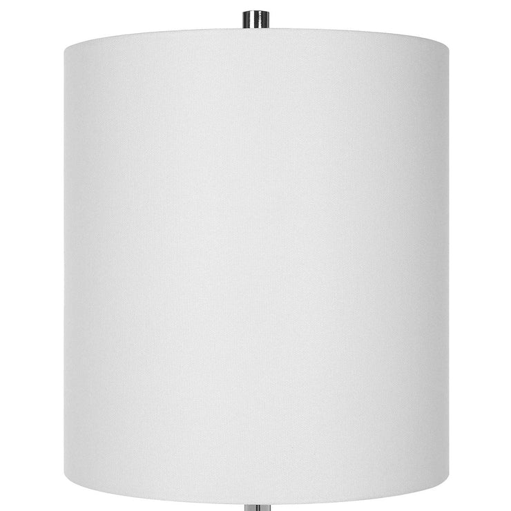 Uttermost Sceptre Crystal and Polished Nickel Buffet Lamp With White Linen Shade
