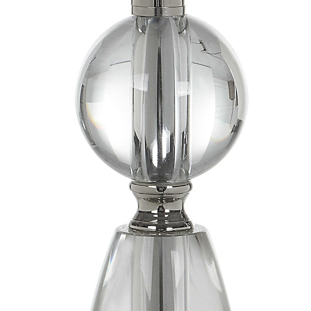 Uttermost Sceptre Crystal and Polished Nickel Buffet Lamp With White Linen Shade