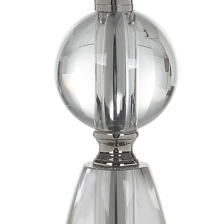 Uttermost Sceptre Crystal and Polished Nickel Buffet Lamp With White Linen Shade