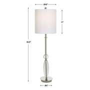Uttermost Sceptre Crystal and Polished Nickel Buffet Lamp With White Linen Shade