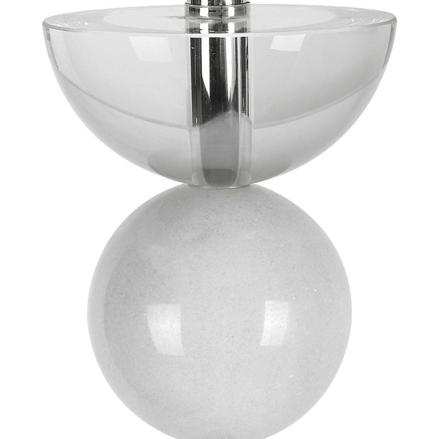Uttermost Exposition Polished Nickel Iron and White Marble Floor Lamp With Linen Shade