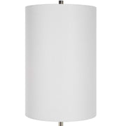Uttermost Stratus Gray Glass and Polished Nickel Buffet Lamp With White Linen Shade