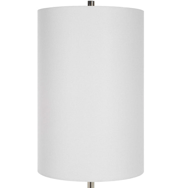 Uttermost Stratus Gray Glass and Polished Nickel Buffet Lamp With White Linen Shade