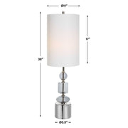 Uttermost Stratus Gray Glass and Polished Nickel Buffet Lamp With White Linen Shade