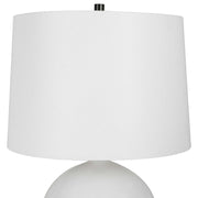 Uttermost Collar Gloss White Glazed Table Lamp With Linen Shade