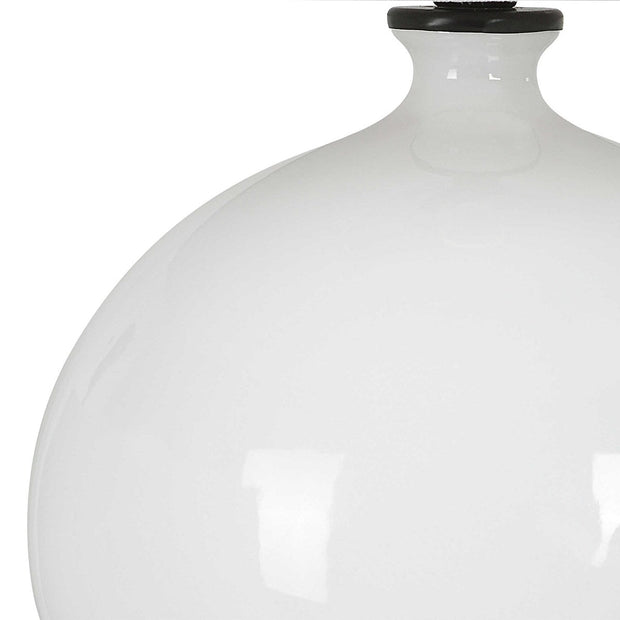 Uttermost Collar Gloss White Glazed Table Lamp With Linen Shade